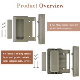 Stone Screen Hardware Kit for Andersen Doors, Fits Andersen A-Series Gliding & Hinged Patio Doors, Frenchwood, Narroline, Perma-Shield, Two/Three-Panel Series Doors Manufactured from 1982 to Present