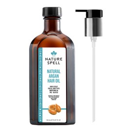 Nature Spell Argan Oil for Hair & Scalp with Pump Dispenser, Pre-Diluted Oil to Replenish and Protect Strands from Heat Damage, For All Hair Types, 150ml