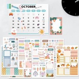 Pegatinas de agenda,24 hojas/1700+,lindas pegatinas para diaria, accesorios perfectos para planificar o decorar planificadores,álbumes de fotos,recortes,cuadernos,diarios y calendarios (Bohemio)