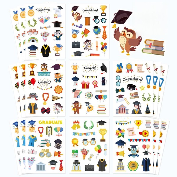 Graduation Stickers,Class of 2025 Stickers for Kids,Face,Envelope and Gifts(315pcs)
