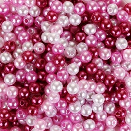 Naler 500pcs Art Pearls, Size 6mm Pearl Beads Charms for Art Craft Decorations Jewellery Making DIY, 4 Colors (Pink Series)