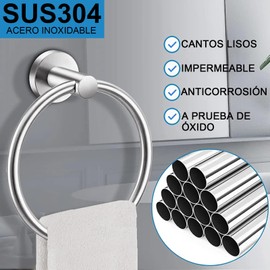 ANNIEMOOM Accesorios de baño Toalleros de Baño de 304 Acero Inoxidable Anillo para Toallas de Mano Soporte para Toallas para Baño y Cocina (Plata)