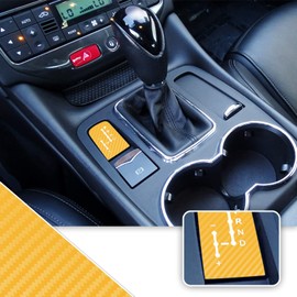 Shifter Gear Position Indicator Vinyl Overlay Wrap Decal Compatible with Maserati Granturismo Quattroporte - Carbon Fiber Yellow