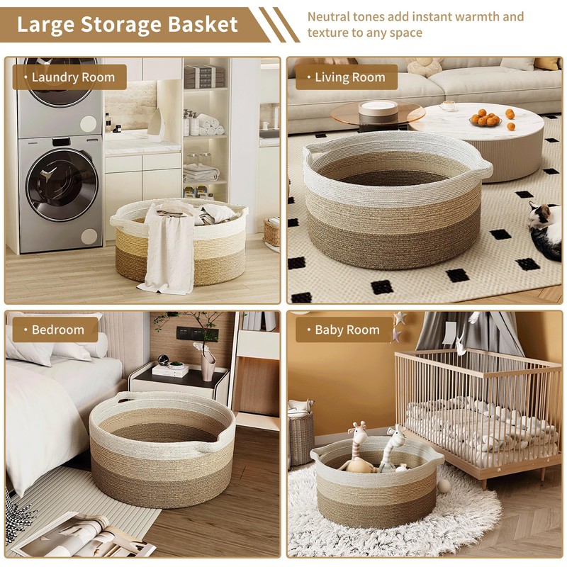 125L Extra Large Blanket Basket, 25" x 16", Jumbo Laundry