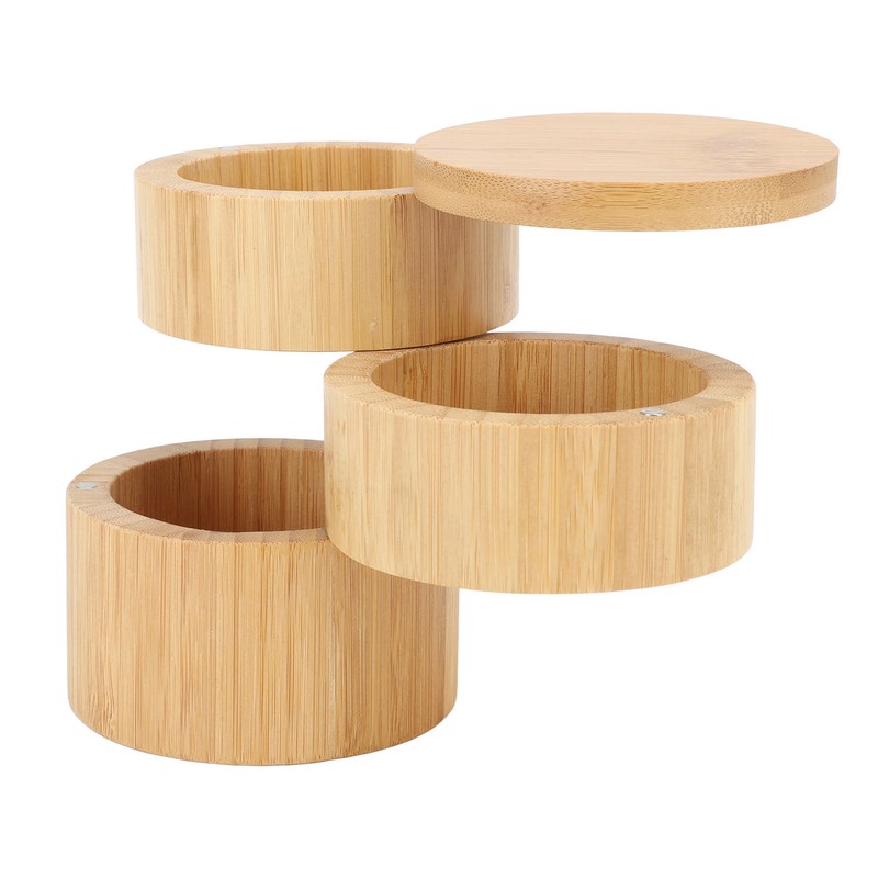 Home 3 Tier Bamboo Wood Container 3 Tier Seasoning Container