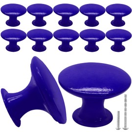 Zorveiio 10Pcs Royal Blue Round Cabinet Knobs, Metal Drawer Knobs Cute Small Kitchen Cabinet Pull Handles with Screws