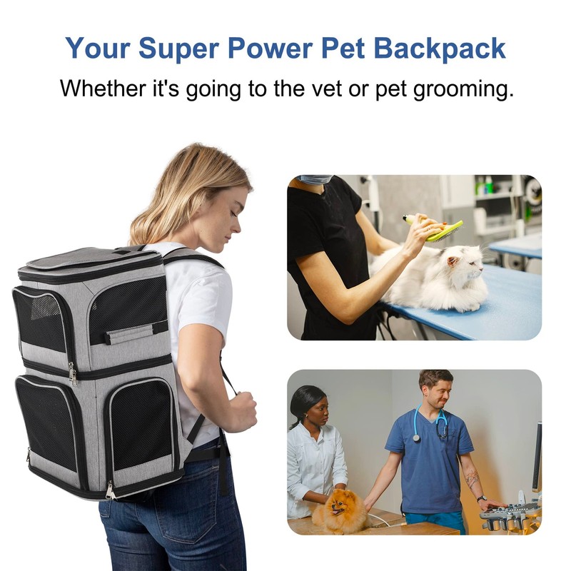 Expandable Cat Backpack Carrier for 2 Cats, Dog Backpack for