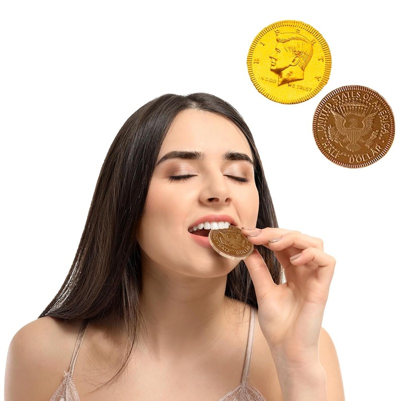 Gold Half-Dollar Milk Chocolate Coins Gelt, Made with Premium Belgian