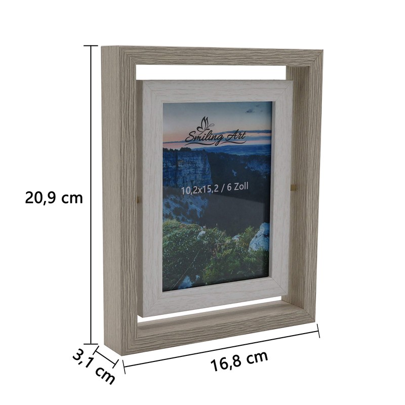 Smiling Art Creative Wooden Picture Frame for 2 Photos with