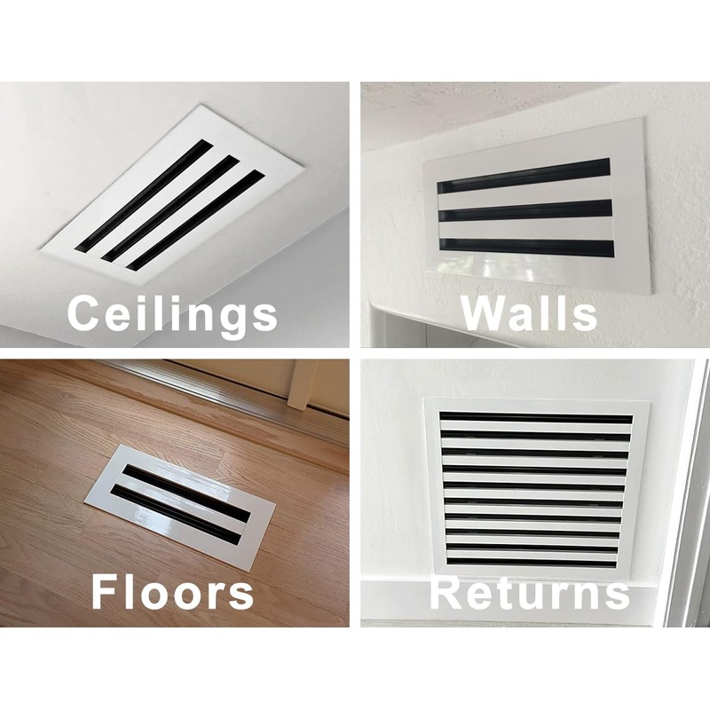 BUILDMART - 10x6 Modern AC Vent Cover - Decorative Black