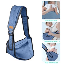 Baby Sling Baby Carrier Side Child Carrier Side Lightweight Baby Carrier Newborn from Birth Multifunctional Baby Carrier for Babies from 0 to 36 (Denim Blue)
