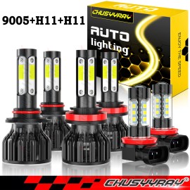 CHUSYYRAY For Toyota Highlander 2014-2019 Combo LED Headlight Fog Light Kit 6000K 6Pcs