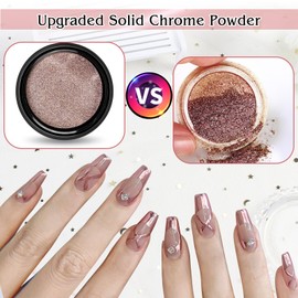 6 Colours Gold Chrome Nail Powder - 6 Jars Metallic Effect Chrome Powder Nails, Rose Gold Chrome Pigments for Nails Nail Powder Chrome Nails, Champagne Gold Pigment Glitter Powder for Nails