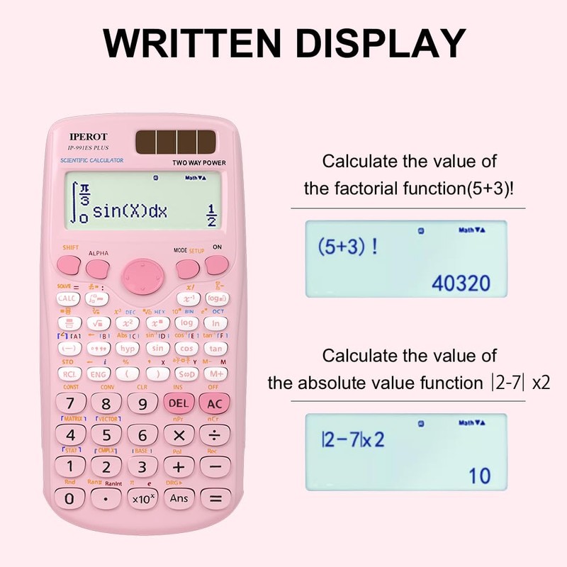 Scientific Calculators, IPEROT Pink Scientific Calculator 417 Function, Desktop Math