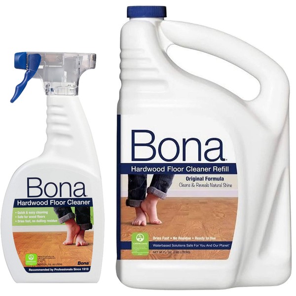 Bona Hardwood Floor Cleaner, Original Formula, 96 Ounce Refill, Plus Bonus 22 Ounce Spray