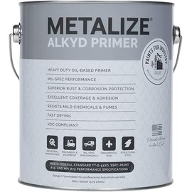 METALIZE Industrial Alkyd Primer, Steel Metal Iron Machinery, (Flat Gray) 1 Gallon, 8-HES-1126