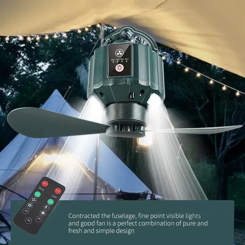 Portable Camping Fan LED 3 Speed Timing 10400mAh Waterproof USB