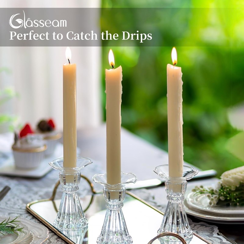 Glasseam Glass Candle Drip Protectors, Set of 24 Clear Bobeches