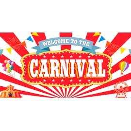 Large Carnival Banner, 70.87×35.43 Inch Welcome to the Carnival Sign for Outdoor Indoor Party Decorations, Big Circus Backdrop Circus Theme Party Decorations