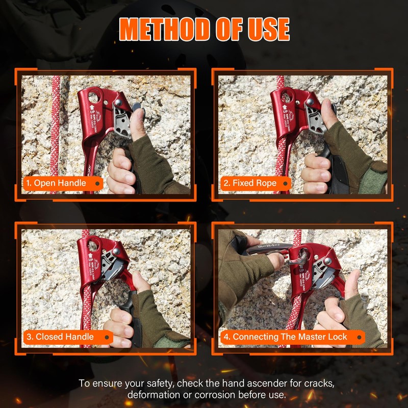 AOKWIT UIAA & CE Certified Rope Ascender Aluminum Alloy Rock