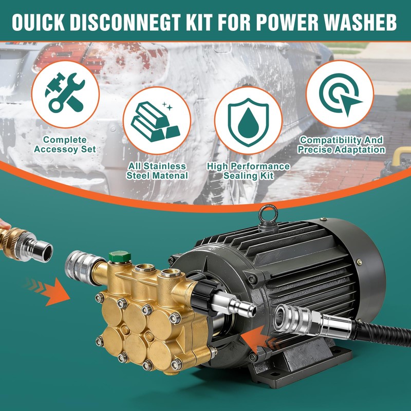 Pressure Washer Quick Connect Adapter Kit, M22 14mm to 3/8"