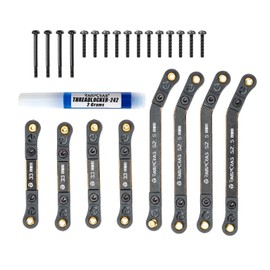 RampCrab High Clearance 4 Links Set for AX24, Brass Links Set, Upgrade Parts for AX24 XC-1, Axial 1/24 RC Crawler Car Upgrade Accessories, 8Pcs, Black Coating