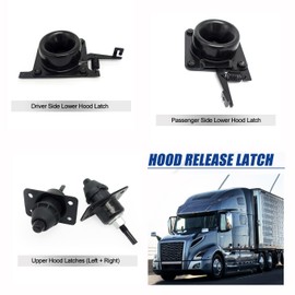 koxuyim Hood Release Latch Set 4 pcs Upper & Lower Hood Latches fit for 2004-2017 Volvo Truck VN VNL 20498998 20565619 8074938 | with 1 Hood Release Cable