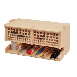 Bucasso Wooden Model Kit Tool Storage Rack with 100 Holes, Brush/Paint Organizer with MDF Material, Craft Supplies Storage, Brush/Tool Holder, Suitable for Tamiya/Gundam Tools, GK6