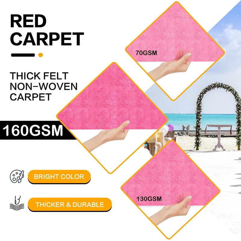 Pink Carpet Runner for Party, Premium 160 GSM Felt Non-Woven