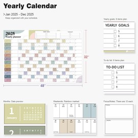 Ospelelf 2025 Wall Calendar Large 32'' x 48'' Dry Erase Laminated Calendar for Wall, 12 Month Family Calendar, Use Jan 2025 - Dec 2025 (Morandi)