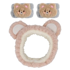 3 Stück Spa Gesicht Stirnband Handgelenk Waschbänder Set, Gesichtswasch Armbänder Elastisch Makeup Haarband Elastisches Kosmetik Skincare Abschmink Kosmetik-Haarband Frauen Yoga Dusche