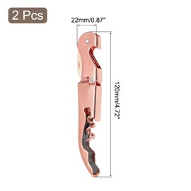 uxcell 2Pcs 5" Wine Openers Waiter Corkscrew Professional Red Wine Bottle Opener Double Hinged with Foil Cutter for Servers Bartender, Rose Gold