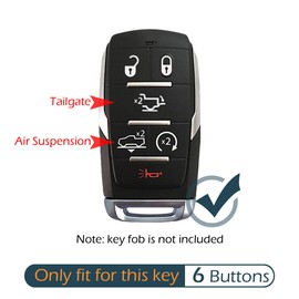 GFDesign 2 Pcs Silicone Key Fob Cover Remote Case Keyless Protector Compatible with 2021 2020 2019 Ram 1500 - Black 6 Buttons with Tailgate & Suspension