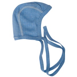 Cosilana, Baby Bonnet / Hat, 45% Organic Cotton, 35% Organic Wool, 20% Silk, Blue blend