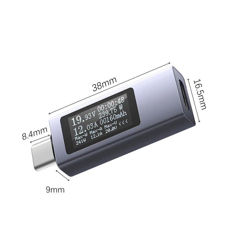 ARCELI 240W USB Tester, USB C Meter, 12A USB Current