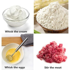 Stainless Steel Egg Beater Spring Coil, Hand Push Whisk Blender, Egg Whisk, Milk Frother, Rotating Push Mixer Stirrer for Whisking, Beating, Stirring