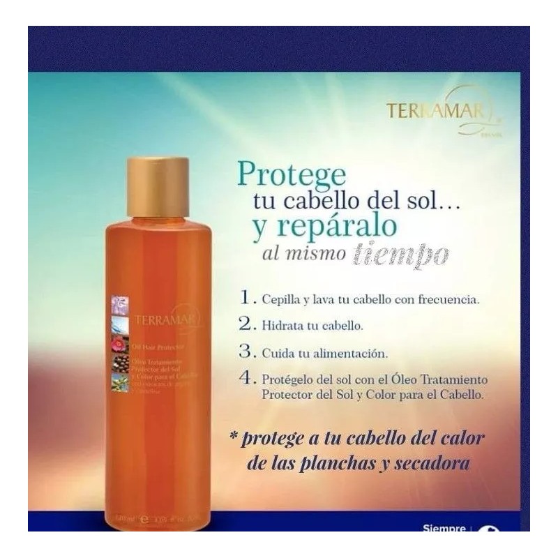 Terramar Aceite Para Cabello Protector Sol, Calor Y Planchas Terramar