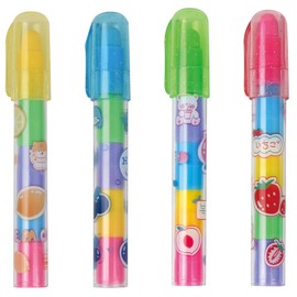 Pack of 4 Pen Style Erasers Pen-shaped Sliding Erasers in 5 Colours, Stackable, for Artists, Stationery, Birthday, Gifts, Office Supplies