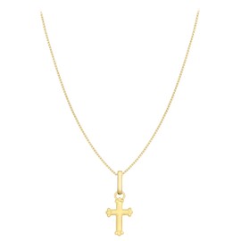 Carissima Gold 9ct Yellow Gold Semi Hollow Cross Pendant on Trace Chain Necklace of 40 cm/16 Inches, Gold, No Gemstone