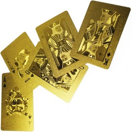 [KALOKAK] Playing Cards, Gold Playing Cards, Gold Cards, Double-Sided, Plastic, Golden, Rich, Gorgeous, Break-resistant, Waterproof, Card Game, Magic, Exclusive Box, Case (Gold)