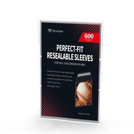 GrinOwl Graded Card Sleeves for SGC Slabs, Exact Fit Resealable Sleeves for SGC, HGA and GMA-Sized Slabs (600 Count)