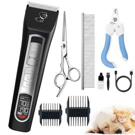 YSpetclp Dog Clippers for Grooming,Low Noise,Rechargeable,5 Speed,Smart LED Display,Cordless,for Matted Hair, Quiet Animal Trimmer Pet Hair Thick Coats Shaver for Dogs, Cats, Rabbits and Horse