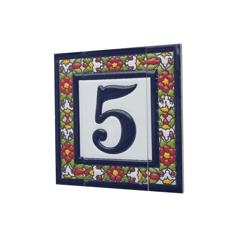 Spanish Floral Designed Ceramic Letter Tiles House Number Tiles and