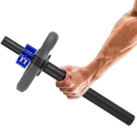 Forearm Strengthener & Forearm Exerciser, Wrist Exerciser Bar with a Barbell Clamps, Wrist Curl and Rotation Strength Trainer, Ideal for Grip Strength, Forearm Muscle Building (for 1" Plates)