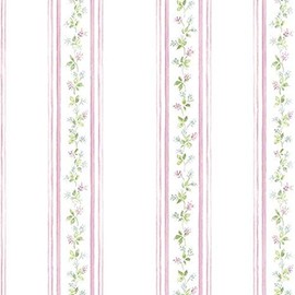 Manhattan Comfort NWPR33870 Quincy Vinyl Floral Stripe Wallpaper Roll, Pink