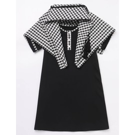 Muslim Prayer Clothes For Baby Boy Newborn Short Sleeve Kaftan Thobe Arabian Robe Ramadan Eid Outfit Arabic Islamic Abaya Dress Turkish Dubai Robe with Head Scarf Black Checkered Button 0-3 Months