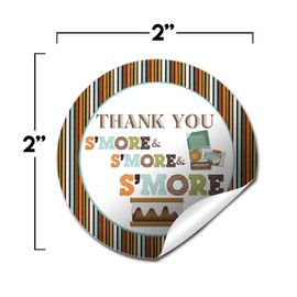 S’mores Birthday Party Thank You Sticker Labels, 40 2" Party Circle Stickers by AmandaCreation, Great for Party Favors, Envelope Seals & Goodie Bags