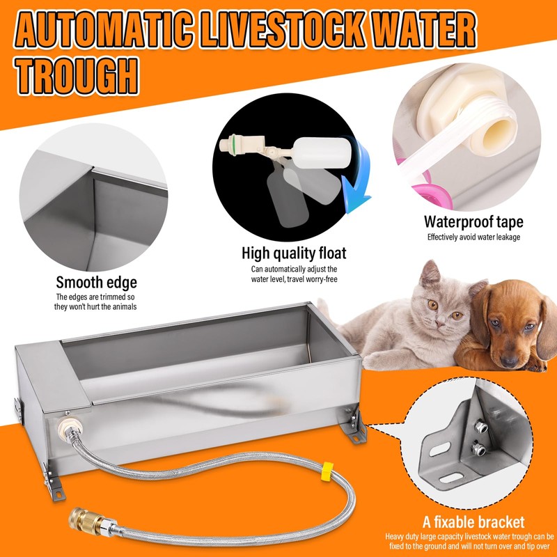 Automatic Livestock Water Trough, Animal Drinking Water Bowl Dispenser with