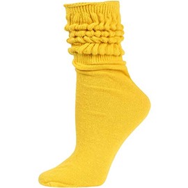 The Branch Eloise Women's Cotton Slouch Socks, Woman's Knee High Boot Socks (Yellow)