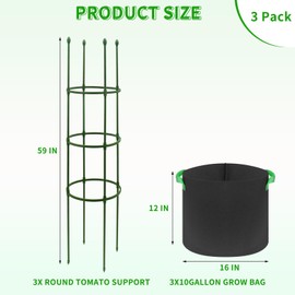 YIDIE Tomato Cage for Garden, Adjustable Plant Garden Stakes, for Vertical Climbing Plants,Upto 59 inches Support Vegetable Cages for Gardening (Pack of 3)